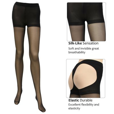 Lady Sexy Pantyhose Hollow Out Fishnet Sheer Tights High Stockings Black 2PCS