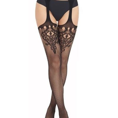 Transparent Tights Garter Belt Stockings Lady Sexy Pantyhose Flower Lace USA
