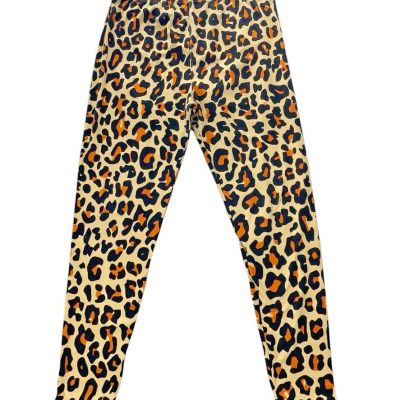 Agnes & Dora Leggings Sz XL 16-20 Animal Print Black Ivory Orange Soft Stretchy
