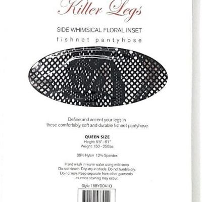 Queen Side Whimsical Floral Inset Fishnet Tights NEW Killer Legs