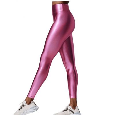 Yoga Workout Metallic Pink Pants Womens Running Fitness Running Sports Leggings