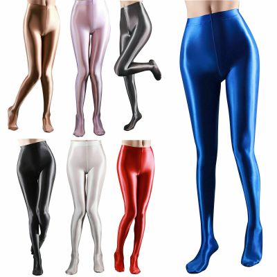 Women's Ultra Stretch Stockings Footed Long Pants Oil Shiny Sports Yoga Leggings
