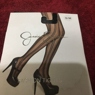 JESSICA SIMPSON S/M BLACK  FASHION  TIGHTS NWT MSRP: $12.95 Each lot of 2