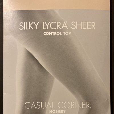 Casual Corner Silky Lycra Sheer Control Top Pantyhose Champagne Size C Unopened