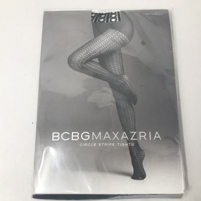 BCBG MAXAZRIA Circle Stripe Tights Black Womens Size XS / S  Nylon Blend NEW NWT