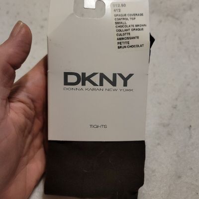 VTG Donna Karan New York Opaque Control Top Chocolate Small Petite Nylon Tights