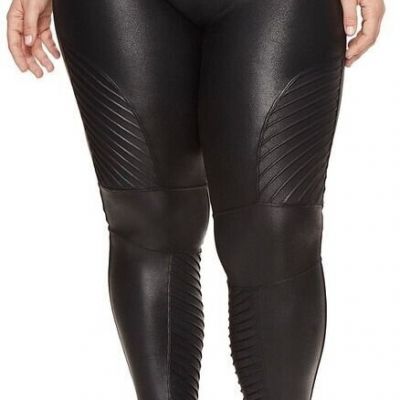 NEW SPANX Black High Rise Waist Moto Leggings Slick Faux-Leather 2X = 22W 24W ????