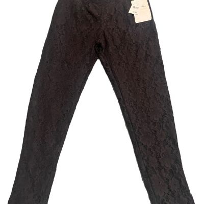 Lily White Leggings Womens XS Pants Black Lace Zip Back Tapered Ankle Cropped