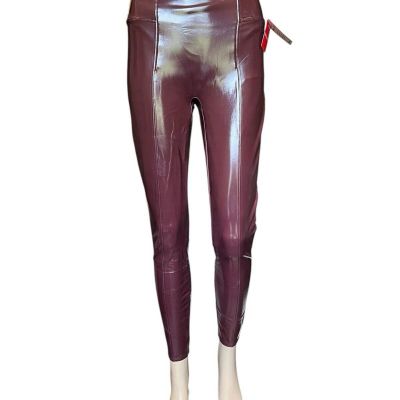 SPANX Faux Patent Leather Liquid Gloss Womens Leggings Pants Ruby Size Medium