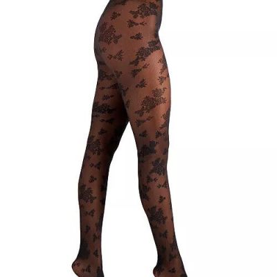 Inc Flocked Floral Tights Small