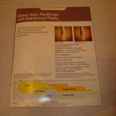 JCPenneys Pantihose Sheer Toes Pantyhose Bone Queen Short Lot of 2