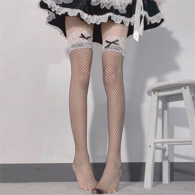 US Womens Thigh Highs Role Play Hosiery Cute Stockings See-Through Lingerie Bow