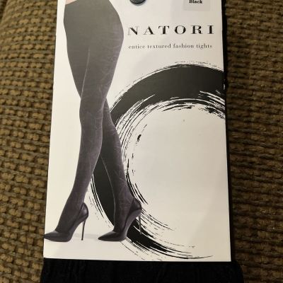 Natori Entice Textured Opaque Women's Tights Black L/XL NEW