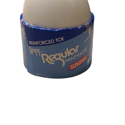 Vintage L’eggs Egg Regular Pantyhose With Memory Yarn Suntan sz B Reinforced Toe