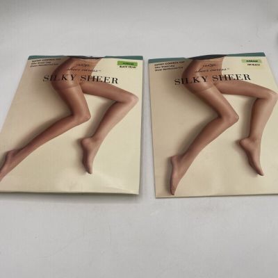 Lot Of 2 Sheer Caress  Satiny Control Pantyhose East 5th Average Black