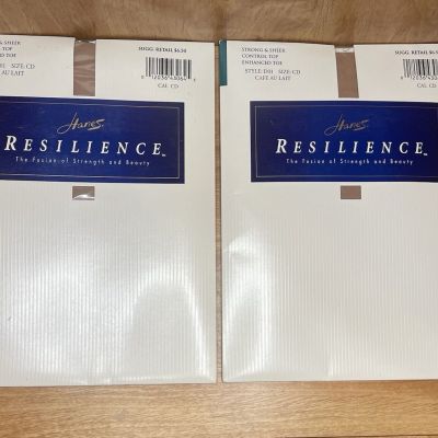 Hanes Resilience Strong And Sheer Control Top Pantyhose Size CD Cafe Au Lait (2)