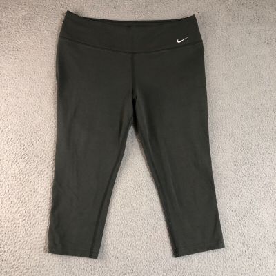 Nike Leggings Women Extra Large XL Gray Green Logo Yoga Workout Capri Dri-Fit