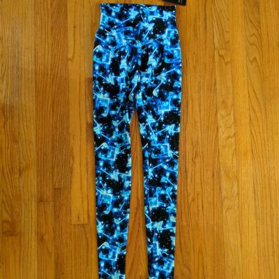 NEW Sexy Full Length Mid Waist Stretch Pant Leggings Blue Music Print XS X-Small