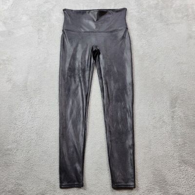 Spanx By Sara Blakely Leggings Womens XL Black Faux Leather Stretch Moto