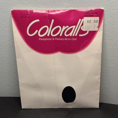 Vtg Coloralls Pantyhose & Panties All In One Sandalfoot Very Navy Blue Queensize