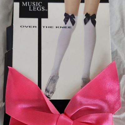 OS Music Legs Carousel Black/Hot Pink SEXY Women's Thigh Highs With Bows