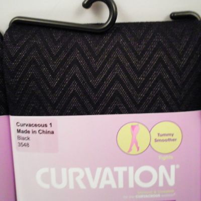 3 Curvation Textured Tights SIZE 1, CHEVRON PATTEREN BLACK H 5'5-6'1 W 165-195