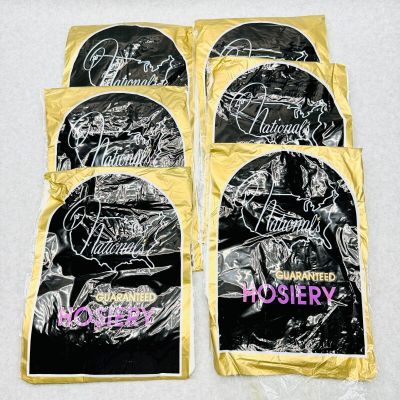 Nationals Guaranteed Hosiery Lot of 6 One Size T-14 Beige Nylon RN14448 Vintage