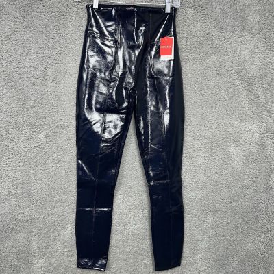 NWT Spanx Size S Blue Faux Leather Patent Shiny Leggings Pants