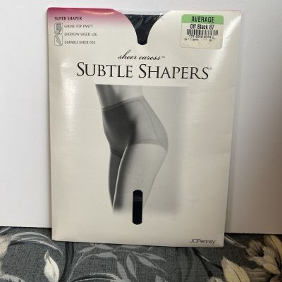 JCPenney Subtle Shapers Pantyhose Off Black Average Girdle
