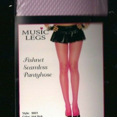 Music Legs Tights Nylon Fishnet One Size Hot Pink
