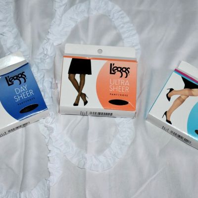 New In Box L'eggs 2 Size E&Q Off Black Pantyhose 1 Box Plus Sz 3 Pair Knee Highs