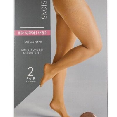Silk Impressions  Pantyhose High Waisted High Support Sheer 2 Pairs Small