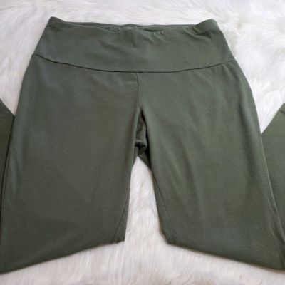 Terra & Sky Women Pull On Leggings Pants Green Stretch Size 1X (16W-18W) GGG-18
