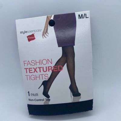 Hanes Style Essentials Fashion Textured Tights Black 1 Pair Size M/L New