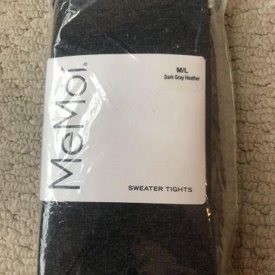 MeMoi MO-325 Flat Knit Sweater Tights Size M/L Dark Gray Heather NEW/SEALED PKG