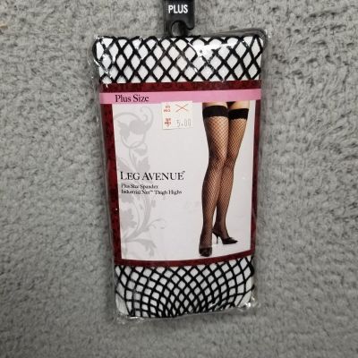 NWT Leg Avenue Woman Black One Size Stay Up Thigh High Fishnet Stockings