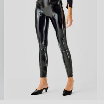 NWT SPANXshape Faux Leather Patent Leggings Black Petite 1XL 20301Q NEW