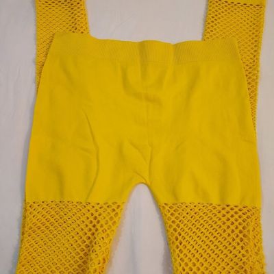 Tanco USA Women's One Size Fits Most Yellow Mesh Footless Tights Style P-01