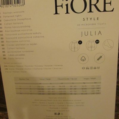 FIORE STYLE PATTERNED MICROFIBER  60 DEN TIGHTS PANTYHOSE BLACK & WHITE 3 SIZES
