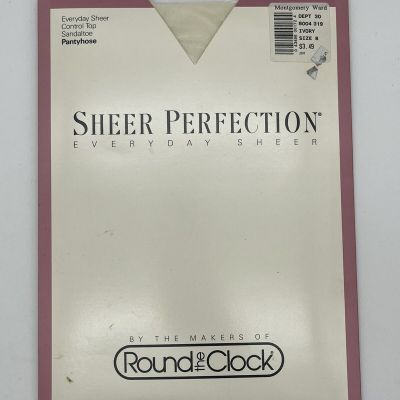 Round the Clock Sheer Perfection Control Top Sandaltoe Pantyhose Ivory Size B