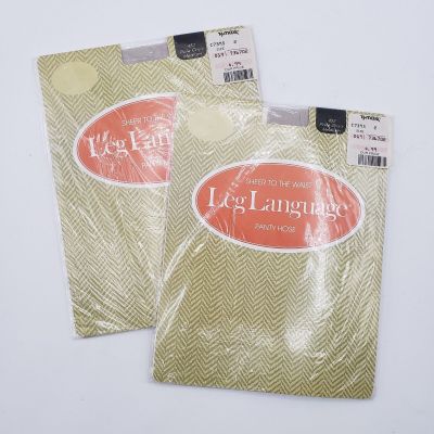 2x Evan Picone Leg Language Pantyhose Size Medium Pale Onyx 453 Vtg