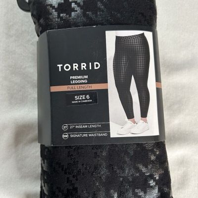 NWT Torrid 6 Black Houndstooth Foil Print Full Length Leggings Pants Size 6X 30