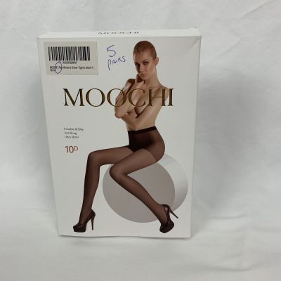 Moochi Ultra Sheer Tights 5 Pair Black Anti Snag Silky Women Sz S NWOT
