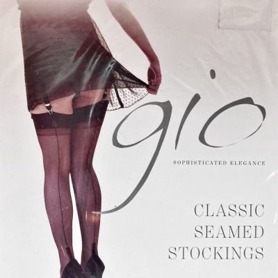 Gio 15 Denier Sheer Nylon Classic Seamed Stockings, Color Natural, Size 9.5