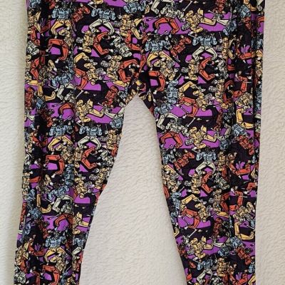 LuLaRoe Womens Legging Pants Size Tall & Curvy Multicolor Cartoon Sueded NEW