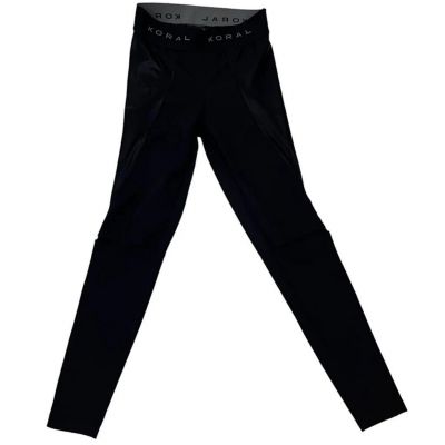 Koral women's black leggings shiny with knee slit openings sz S
