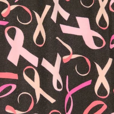 EUC Soft Black Leggings W/ Pink Ribbons By Leggings Depot Sz (3x-5x)