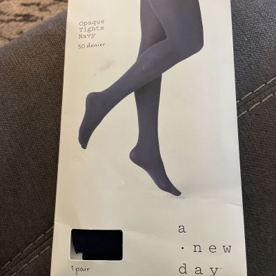 Women's 50D Opaque Tights Navy Blue A New Day Size Medium/Large