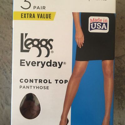 3-Pair per Pack L'eggs Everyday Pantyhose Large Size Q Control Top Suntan New