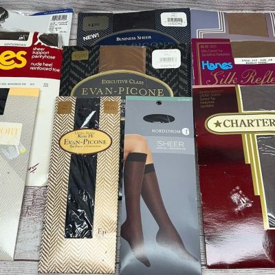 Lot of 10 Vintage Mostly Size Small A and Small Pantyhose Mixed Brands Hi Sheer